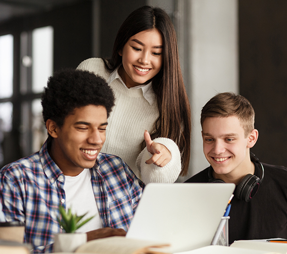 Group of college students studying together