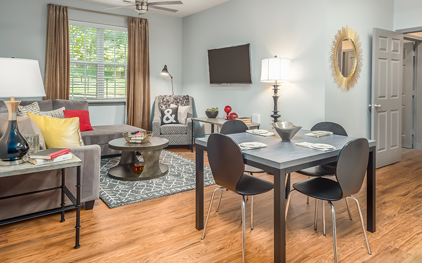 Furnished apartment featuring an open floorplan