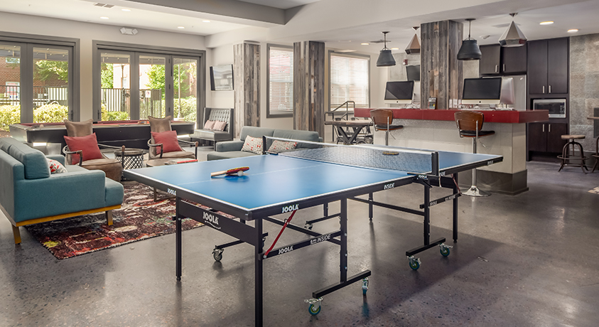 Resident lounge featuring a pingpong table